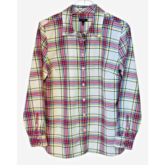 Talbots Tops - Talbots Party Plaid 100% Cotton Button Front Shirt Size M Multicolor